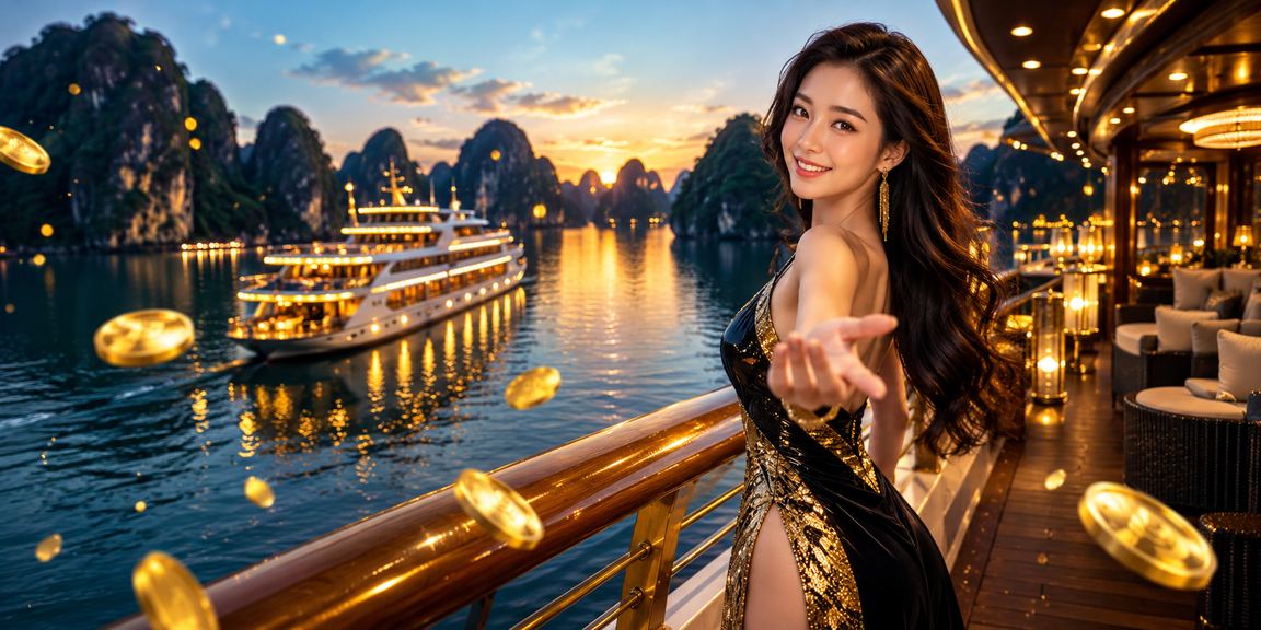 Khung cảnh Hạ Long Bay và người dùng trải nghiệm nền tảng cá cược trực tuyến
